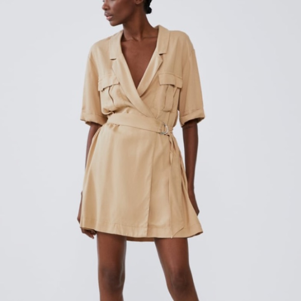 Zara camel color dress with pockets - Picture 1 of 6